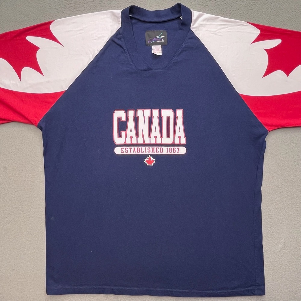 VTG Colosseum Sportswear Canada Shirt Men XL Maple Leaf Raglan 90s Made Canada